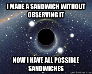 I made a sandwich without observing it Now i have all possible sandwiches  Fifth World Problems