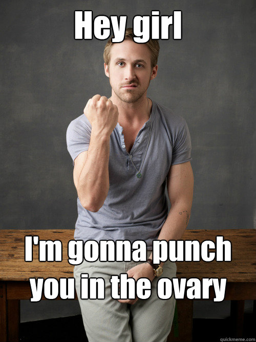 Hey girl I'm gonna punch you in the ovary  Ryan Gosling Punch Finals