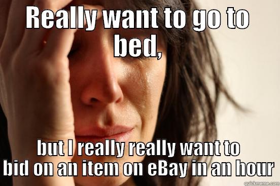 REALLY WANT TO GO TO BED, BUT I REALLY REALLY WANT TO BID ON AN ITEM ON EBAY IN AN HOUR First World Problems