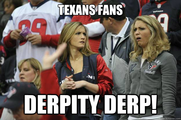 texans fans DERPITY DERP!  TEXANS SUCK