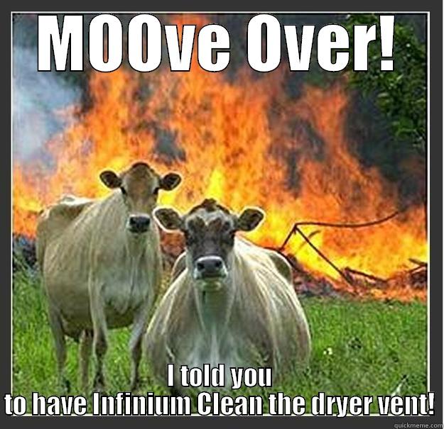 MOOVE OVER! I TOLD YOU TO HAVE INFINIUM CLEAN THE DRYER VENT! Evil cows