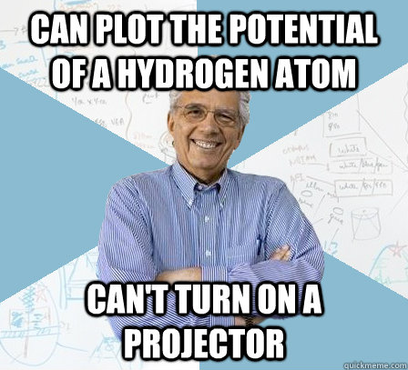 can plot the potential of a hydrogen atom can't turn on a projector  EngineeringProfessor