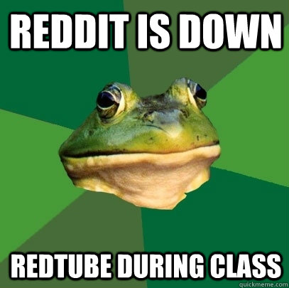 Reddit is down Redtube during class  Foul Bachelor Frog