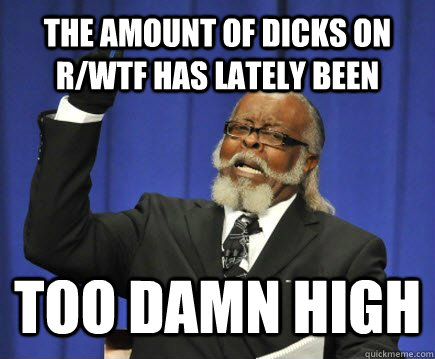 the amount of dicks on r/WTF has lately been too damn high  Too Damn High