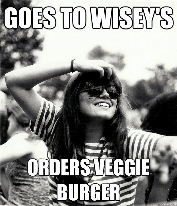 goes to wisey's orders veggie burger  Georgetown Hipster