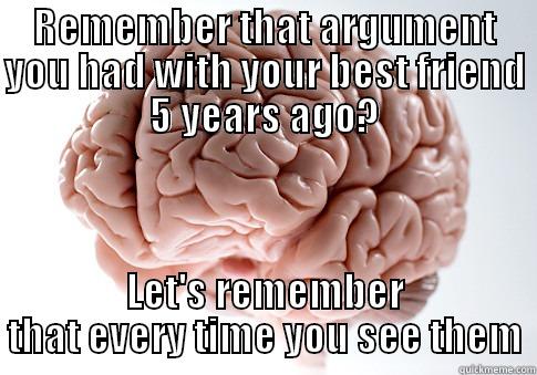 REMEMBER THAT ARGUMENT YOU HAD WITH YOUR BEST FRIEND 5 YEARS AGO? LET'S REMEMBER THAT EVERY TIME YOU SEE THEM Scumbag Brain