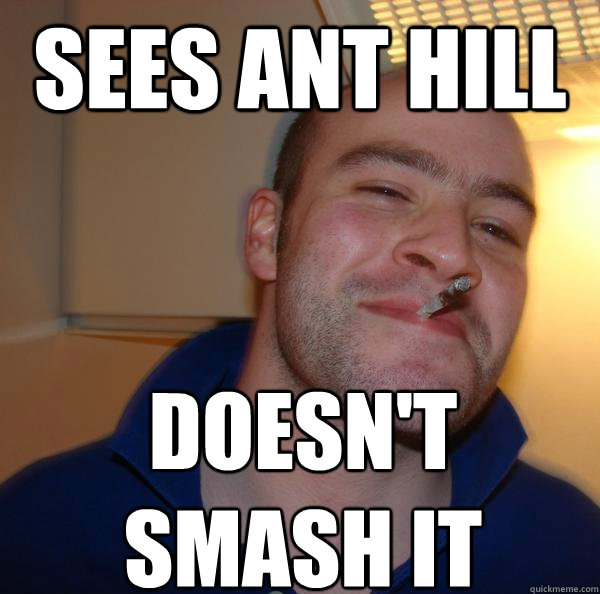 Sees ant hill doesn't smash it - Sees ant hill doesn't smash it  Misc