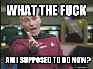 What the fuck am I supposed to do now?  Annoyed Picard