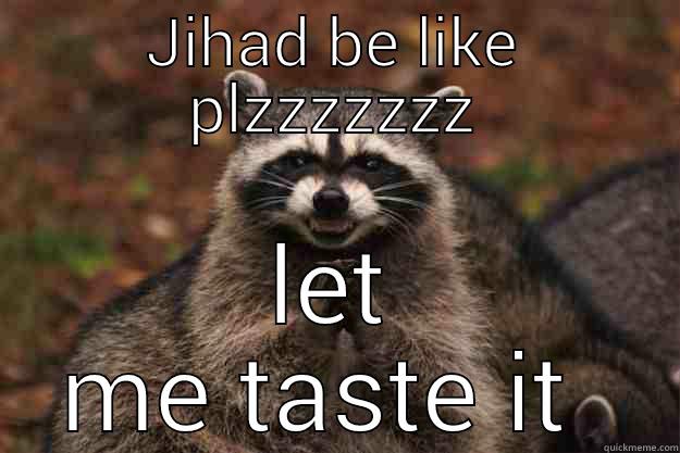 JIHAD BE LIKE PLZZZZZZZ LET ME TASTE IT  Evil Plotting Raccoon