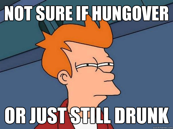 Not sure if hungover  Or just still drunk  Futurama Fry