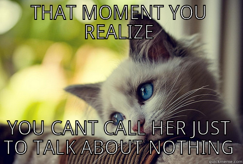 THAT MOMENT YOU REALIZE YOU CANT CALL HER JUST TO TALK ABOUT NOTHING First World Problems Cat