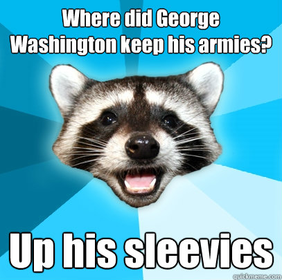 Where did George Washington keep his armies? Up his sleevies  Lame Pun Coon