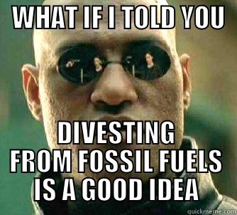   WHAT IF I TOLD YOU     DIVESTING FROM FOSSIL FUELS IS A GOOD IDEA Matrix Morpheus