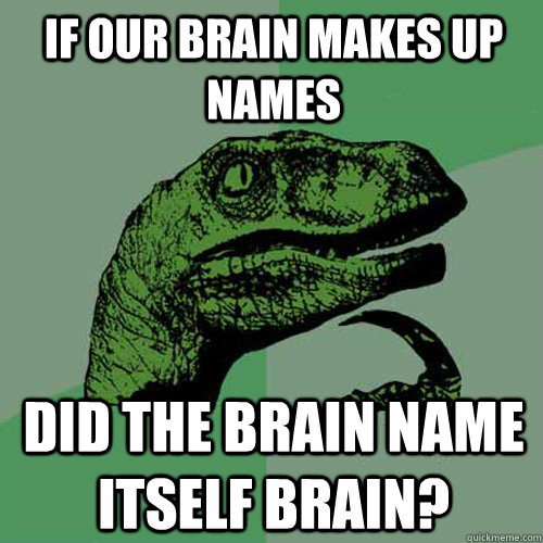 If Our Brain Makes Up Names Did the Brain Name Itself Brain?  Philosoraptor