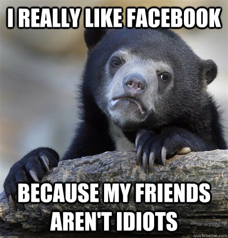 I really like facebook Because my friends aren't idiots  Confession Bear