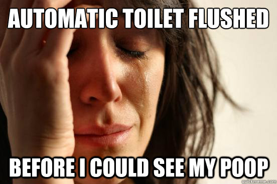 Automatic toilet flushed before i could see my poop  First World Problems