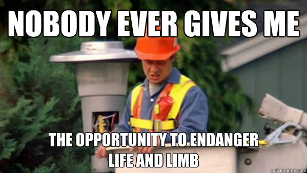 Nobody ever gives me The opportunity to endanger 
life and limb  Nobody Ever Pays Me