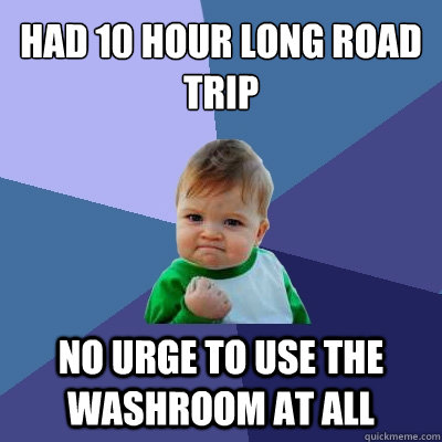 Had 10 hour long road trip no urge to use the washroom at all  Success Kid