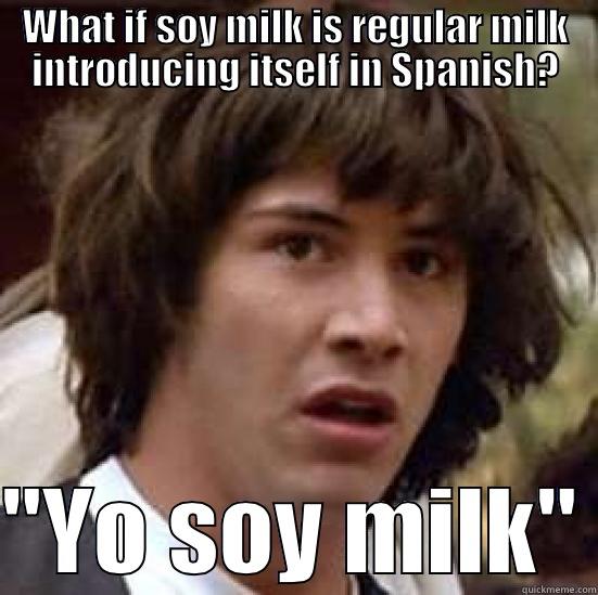 WHAT IF SOY MILK IS REGULAR MILK INTRODUCING ITSELF IN SPANISH? 