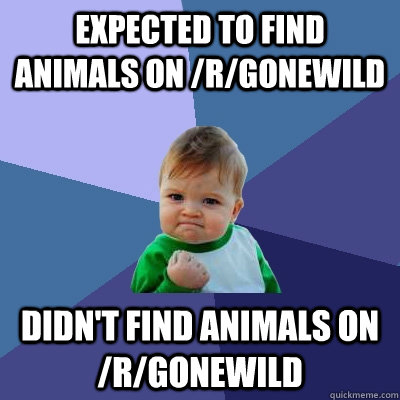 Expected to find animals on /r/gonewild didn't find animals on /r/gonewild  Success Kid