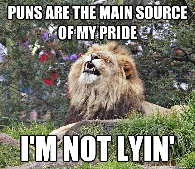 Puns are the main source of my pride I'm not lyin' - Puns are the main source of my pride I'm not lyin'  Aww yea lion