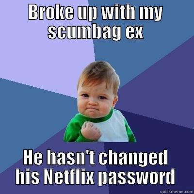 BROKE UP WITH MY SCUMBAG EX HE HASN'T CHANGED HIS NETFLIX PASSWORD Success Kid
