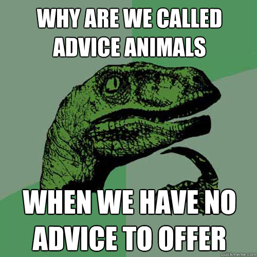 Why are we called advice animals when we have no advice to offer  Philosoraptor