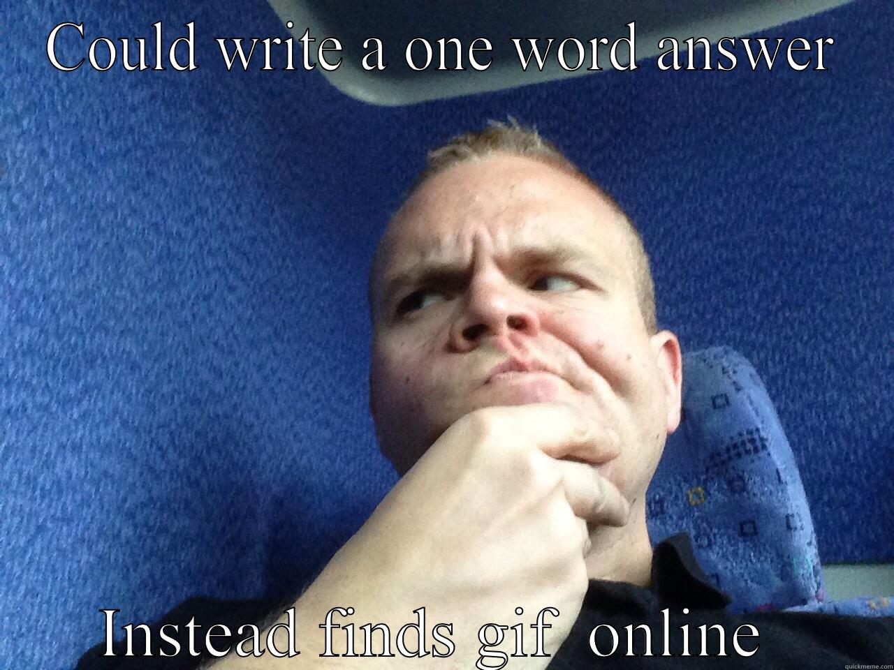 COULD WRITE A ONE WORD ANSWER INSTEAD FINDS GIF  ONLINE  Misc