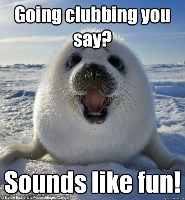 Going clubbing you say? Sounds like fun!  Easily Pleased Seal