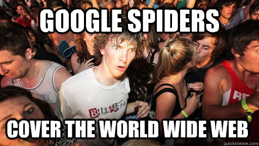 Google spiders cover the world wide web   Sudden Clarity Clarence