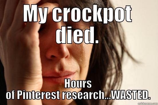 My Precious Crockpot - MY CROCKPOT DIED. HOURS OF PINTEREST RESEARCH...WASTED. First World Problems