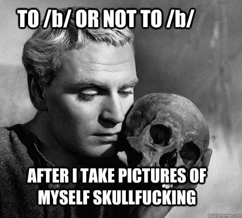 TO /b/ OR NOT TO /b/ AFTER I TAKE PICTURES OF MYSELF SKULLFUCKING  