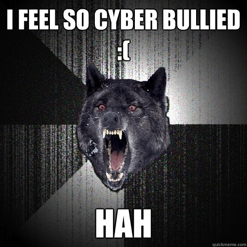 I feel so cyber bullied :( HAH  Insanity Wolf