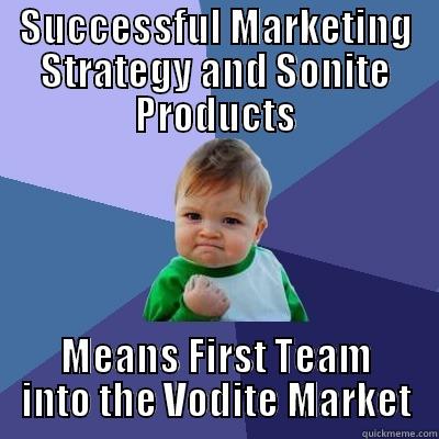 SUCCESSFUL MARKETING STRATEGY AND SONITE PRODUCTS MEANS FIRST TEAM INTO THE VODITE MARKET Success Kid