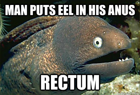 Man puts eel in his anus Rectum  