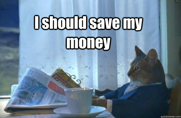 I should save my money  Sophisticated Cat is broke