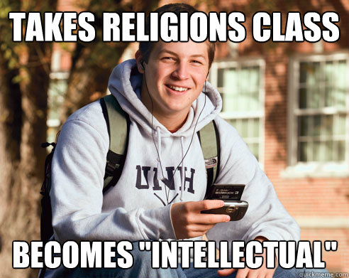 takes religions class becomes 