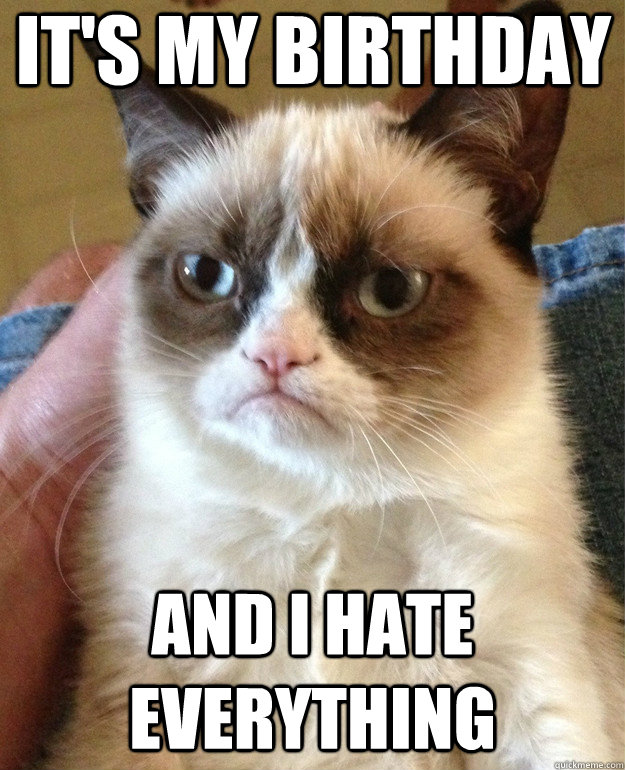 it's my birthday and i hate everything  Grumpy Cat