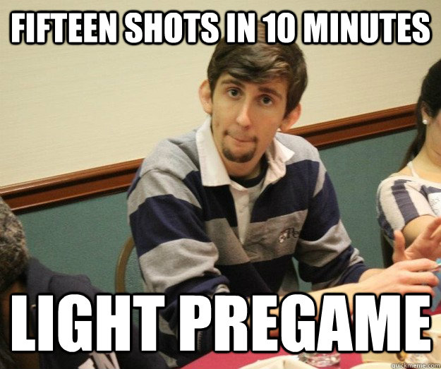 FIFTEEN SHOTS IN 10 MINUTES LIGHT PREGAME  