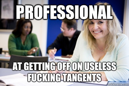 Professional At getting off on useless fucking tangents   Middle-aged nontraditional college student