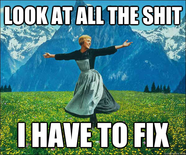 look at all the shit I have to fix  Look At All The Fucks I Give