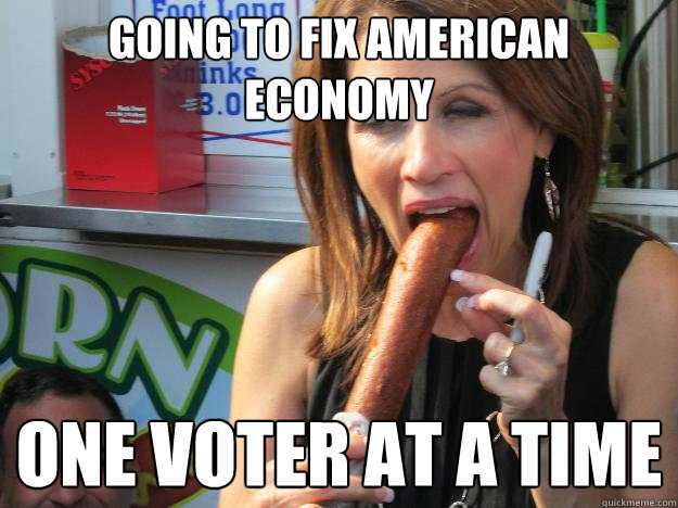 Going to fix american economy One voter at a time  Slutty Michele
