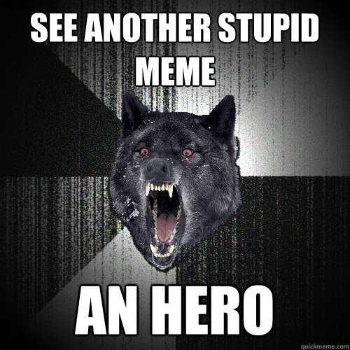 SEE ANOTHER STUPID MEME AN HERO  Insanity Wolf