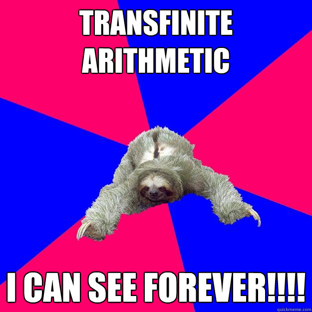 Transfinite Arithmetic I can see forever!!!!
  Math Major Sloth