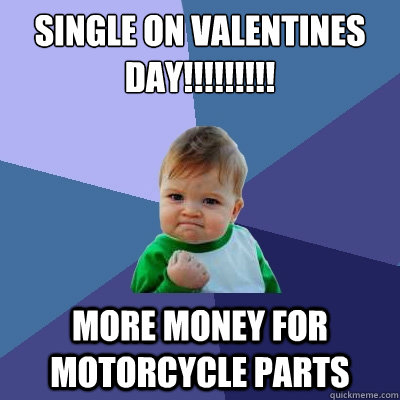 Single on valentines Day!!!!!!!!! more money for motorcycle parts - Single on valentines Day!!!!!!!!! more money for motorcycle parts  Success Kid