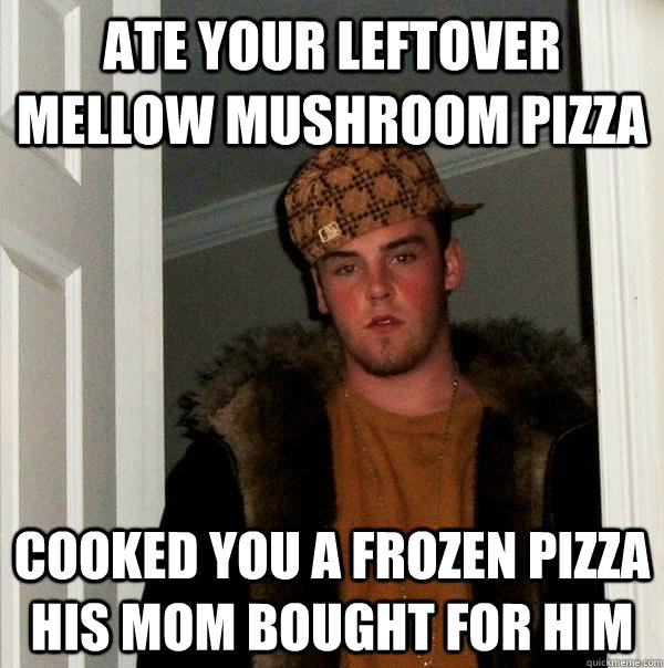 aTE your leftover mellow mushroom pizza cooked you a frozen pizza his mom boughT FOR HIM - aTE your leftover mellow mushroom pizza cooked you a frozen pizza his mom boughT FOR HIM  Scumbag Steve
