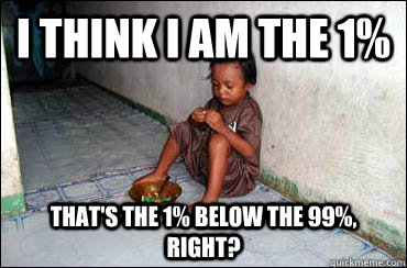 i think i am the 1% That's the 1% below the 99%, right?  Third World Problems