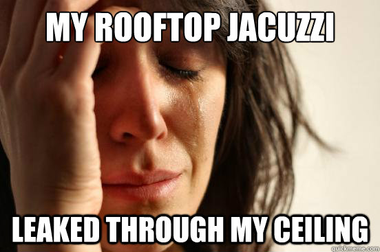 My rooftop jacuzzi leaked through my ceiling  First World Problems
