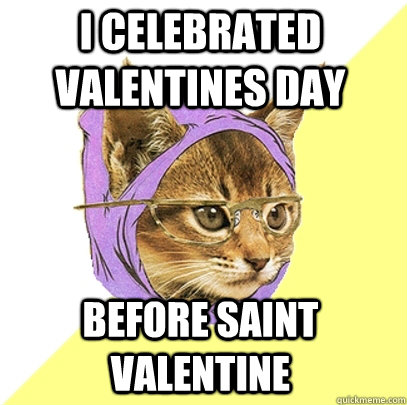 I celebrated valentines day Before Saint Valentine  Hipster Kitty