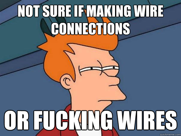 Not sure if making wire connections Or fucking wires  Futurama Fry